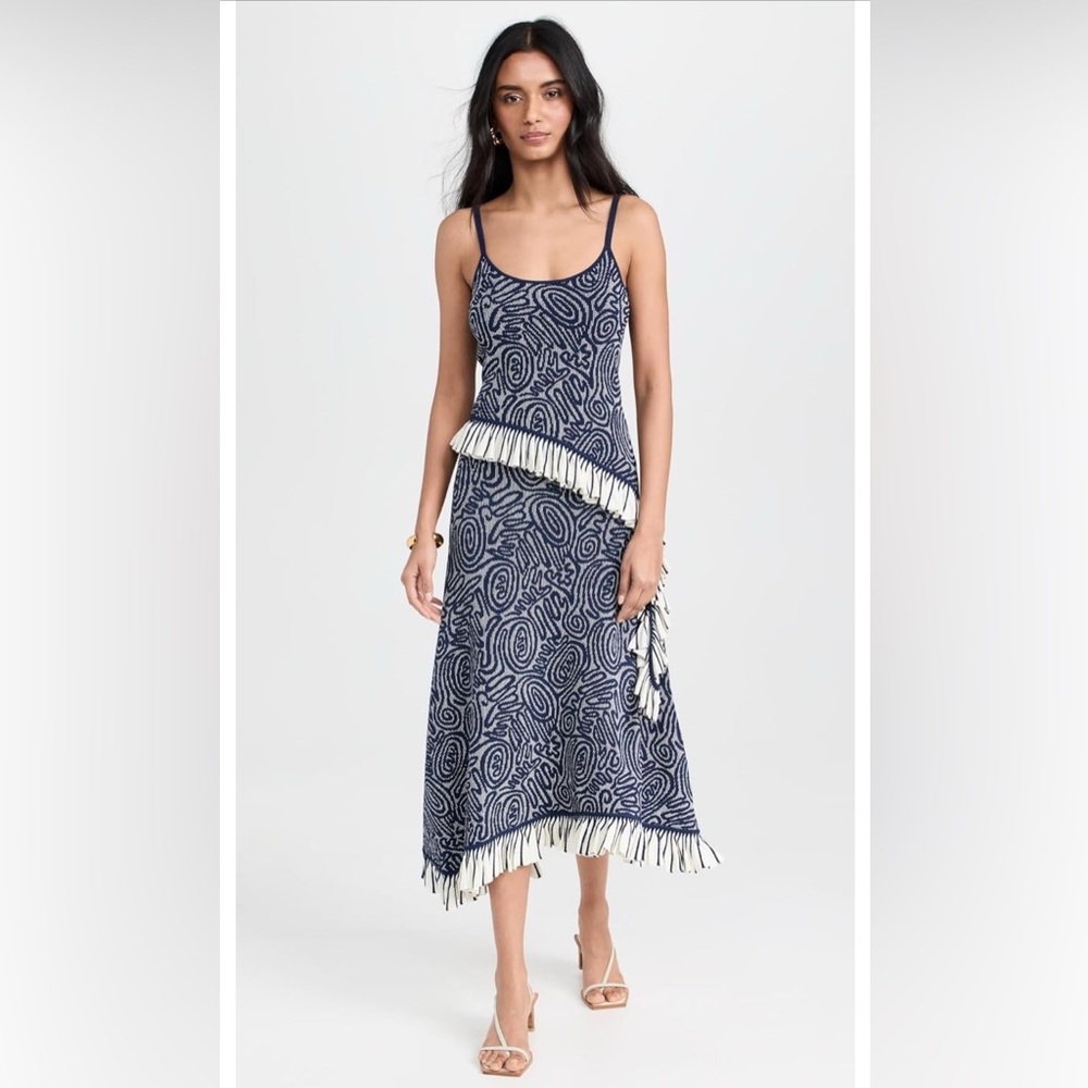Ulla Johnson Josephine Geometric asymmetrical skirt in blue and white - M